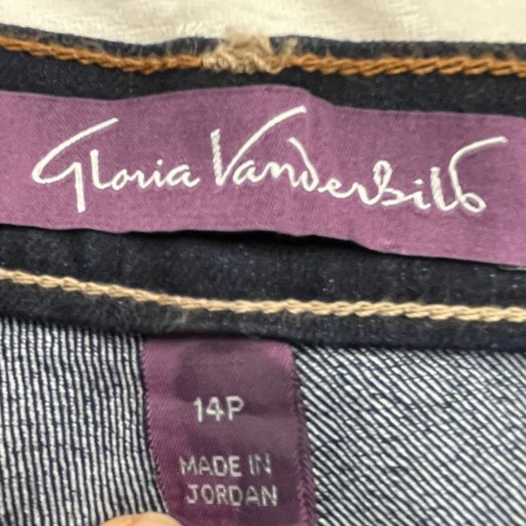 Gloria Vanderbilt Amanda DARK BLUE WASH SLIMMING JEANS SIZE 14P NWOT - Picture 4 of 8